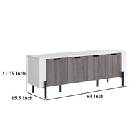 TV Media Entertainment Console, 3 Cabinet, Metal Legs, 60 Inch White -BM324284