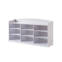 Hale Shoe Bench, 48 Inch Top, 9 Open Compartments, Modern White Finish -BM324287