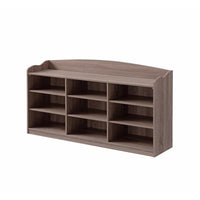 Hale Shoe Bench, 48 Inch Top, 9 Open Compartments, Taupe Brown Finish -BM324288