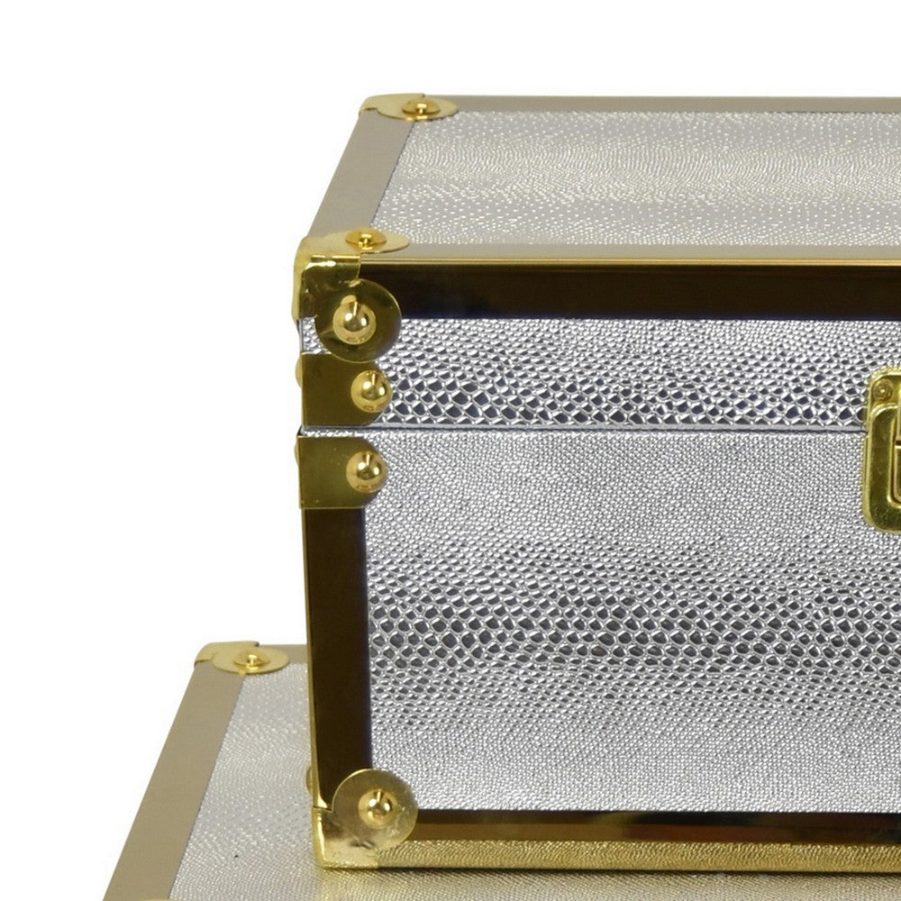 Jito Decorative Jewelry Box Set of 2, Abstract Pattern, Silver Gold -BM324315