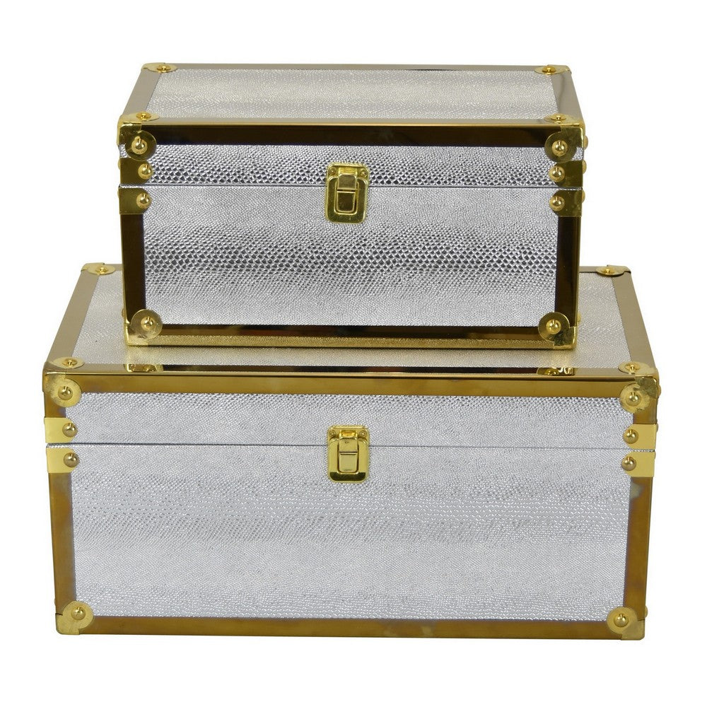 Jito Decorative Jewelry Box Set of 2, Abstract Pattern, Silver Gold -BM324315