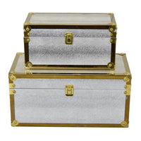 Jito Decorative Jewelry Box Set of 2, Abstract Pattern, Silver Gold -BM324315