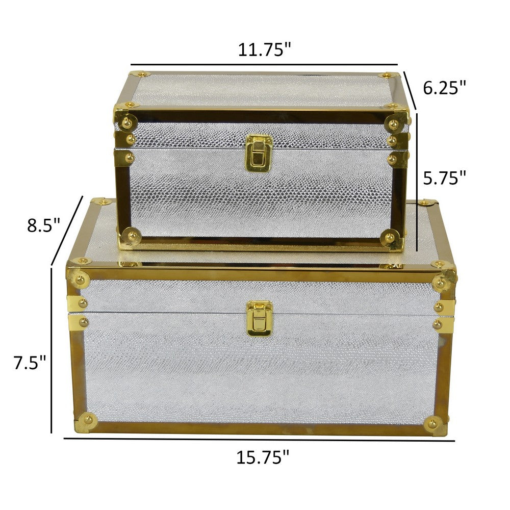 Jito Decorative Jewelry Box Set of 2, Abstract Pattern, Silver Gold -BM324315