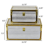 Jito Decorative Jewelry Box Set of 2, Abstract Pattern, Silver Gold -BM324315