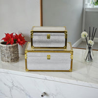 Jito Decorative Jewelry Box Set of 2, Abstract Pattern, Silver Gold -BM324315