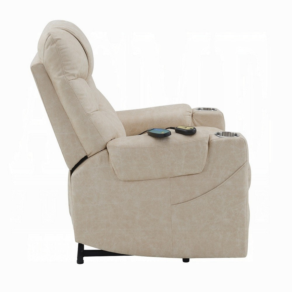 Aira Power Recliner Lift Chair with Heating Massage, Gray Faux Leather -BM324335