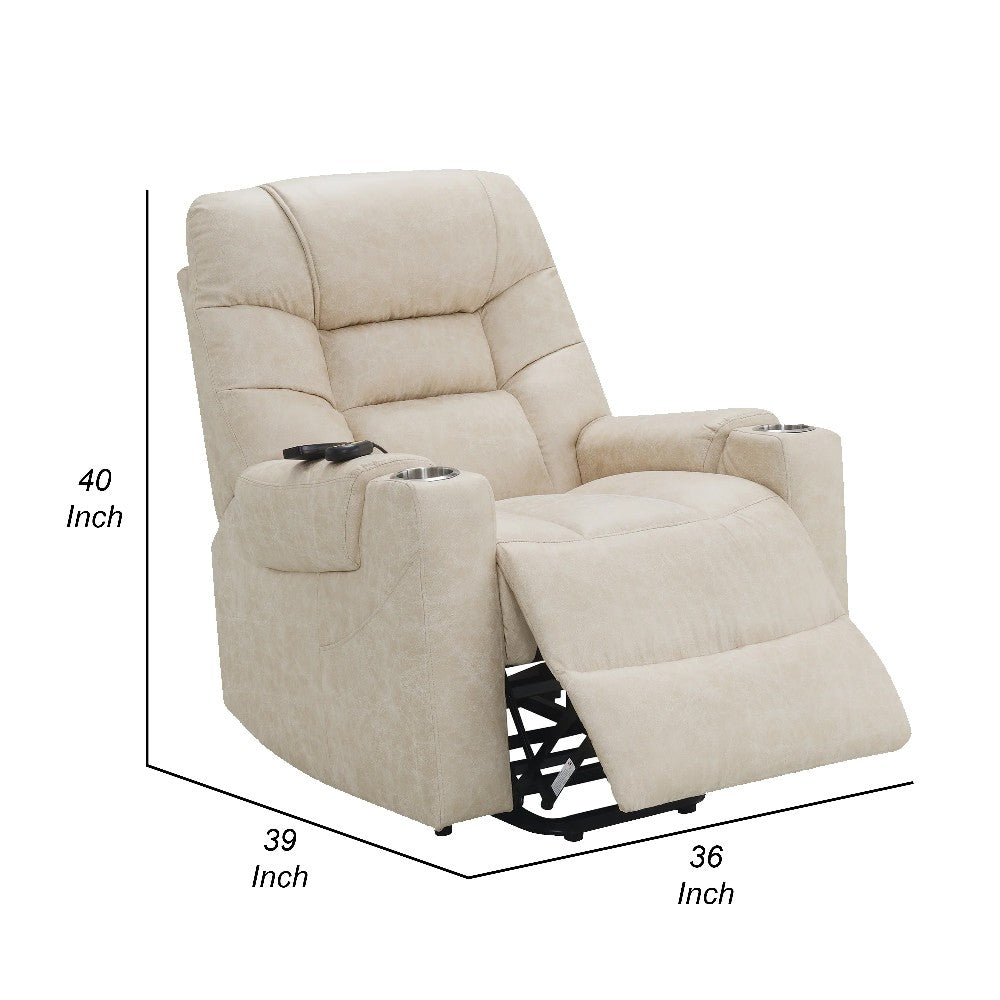 Aira Power Recliner Lift Chair with Heating Massage, Gray Faux Leather -BM324335