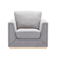 Sylvie Accent Armchair, Gray Linen, Square Modern Gold Base -BM324363