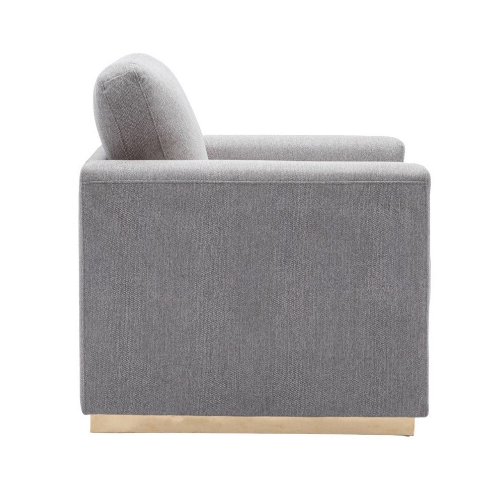 Sylvie Accent Armchair, Gray Linen, Square Modern Gold Base -BM324363