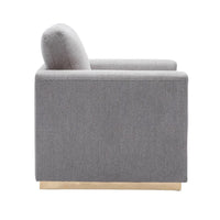 Sylvie Accent Armchair, Gray Linen, Square Modern Gold Base -BM324363
