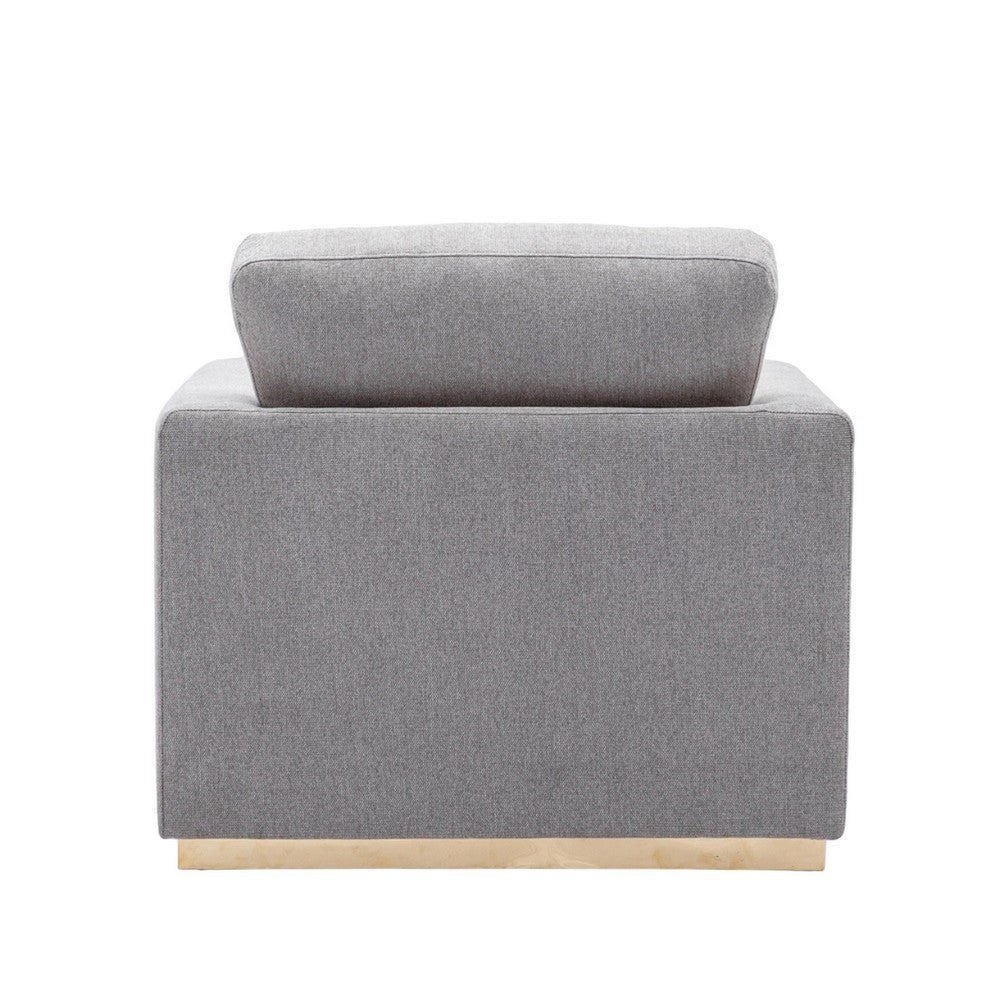 Sylvie Accent Armchair, Gray Linen, Square Modern Gold Base -BM324363