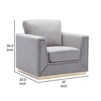 Sylvie Accent Armchair, Gray Linen, Square Modern Gold Base -BM324363
