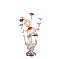 Accent Table Lamp, LED, Red Roses Trumpet Crystal Vase, Chrome 21 Inch -BM324413