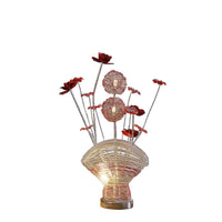 Accent Table Lamp, LED, Red Roses Fan Crystal Vase, Chrome 22 Inch -BM324414