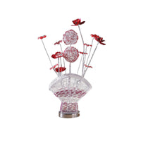 Accent Table Lamp, LED, Red Roses Fan Crystal Vase, Chrome 22 Inch -BM324414