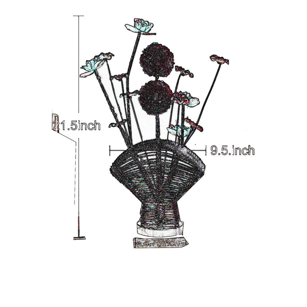 Accent Table Lamp, LED, Red Roses Fan Crystal Vase, Chrome 22 Inch -BM324414