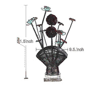 Accent Table Lamp, LED, Red Roses Fan Crystal Vase, Chrome 22 Inch -BM324414