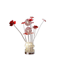 Accent Table Lamp, LED, Red Roses, Crystal Square Vase, Chrome 21 Inch -BM324415