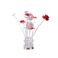 Accent Table Lamp, LED, Red Roses, Crystal Square Vase, Chrome 21 Inch -BM324415