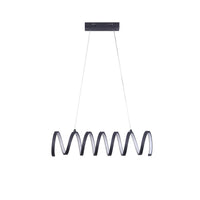 Modern Ceiling Pendant Light, Suspended Aluminum Spiral Loop, 23 Inch