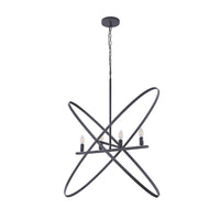 Modern Chandelier, 4 LED Light, Black Cross Band, Brass Metal 38 Inch -BM324499