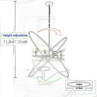 Modern Chandelier, 4 LED Light, Black Cross Band, Brass Metal 38 Inch -BM324499