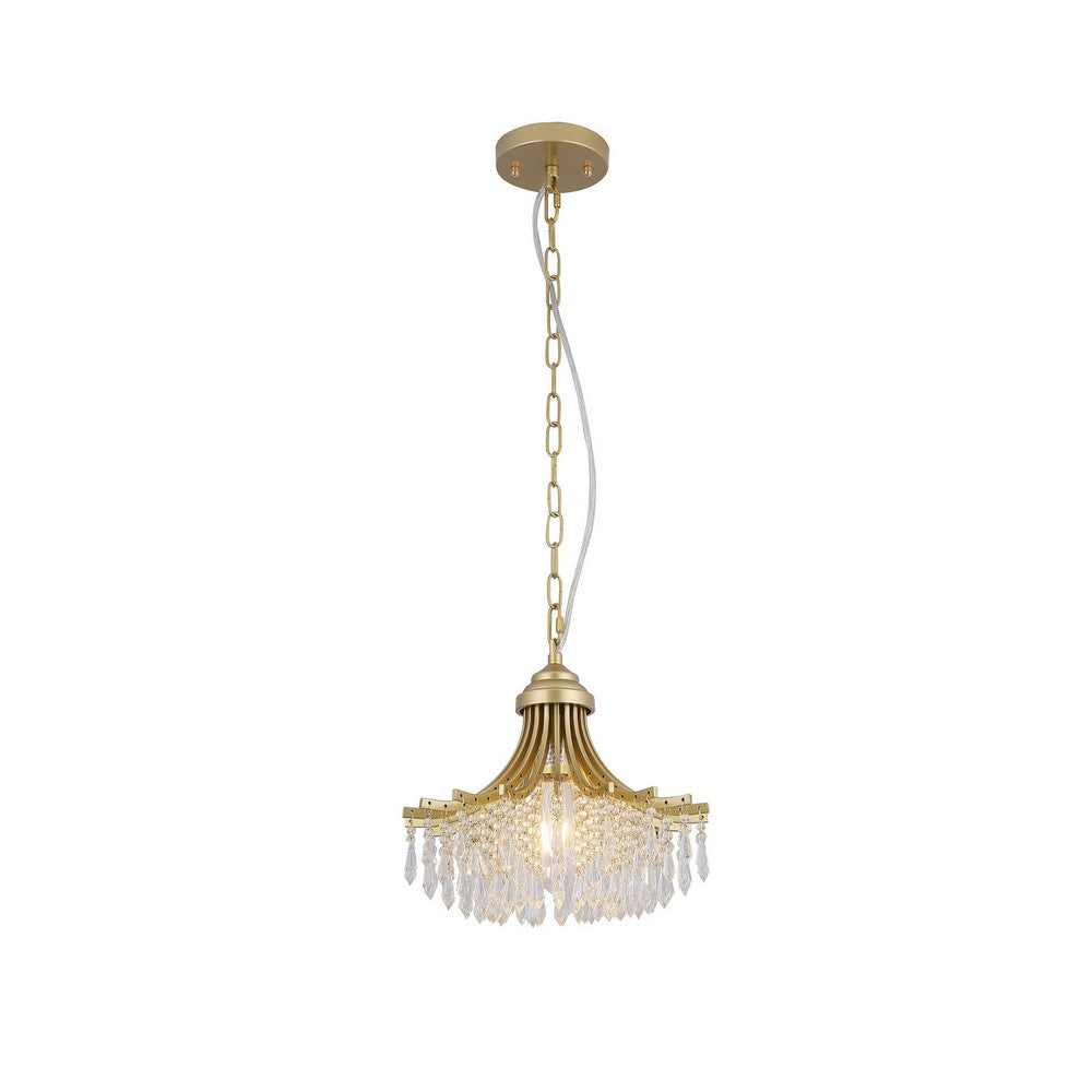 Accent Chandelier, Classic Crystal Inspired Cascade Gold Metal 12 Inch -BM324500