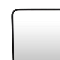 Elpis Wall Mirror Decor with Woven Shelf, 20 Inch Tall Black Metal -BM324522