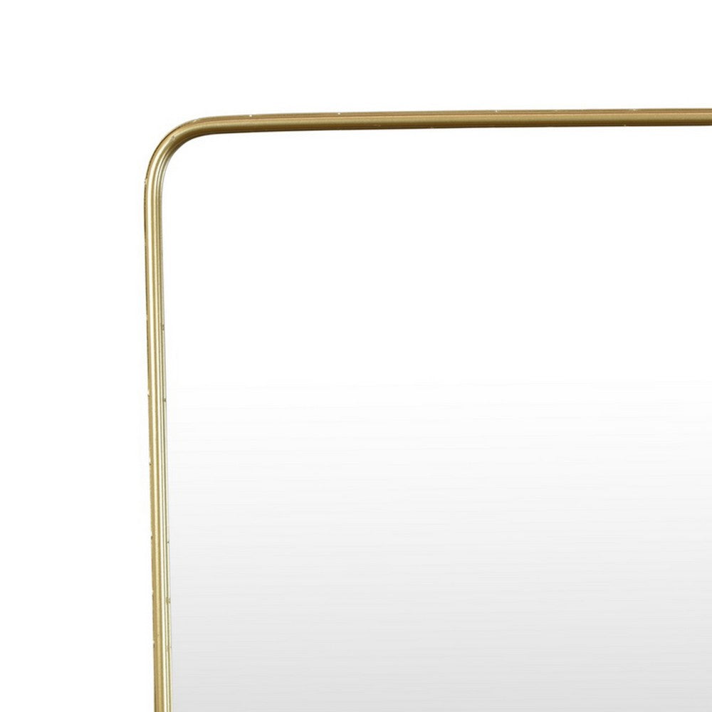 Rectangular Wall Mirror Decoration with Shelf, 17 x 24, Gold Metal -BM324523