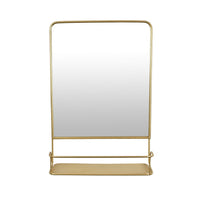 Rectangular Wall Mirror Decoration with Shelf, 17 x 24, Gold Metal -BM324523