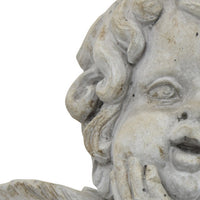 Cherub Bust Planter with Carved Wings and Curls, 10 Inch Gray Resin -BM324534