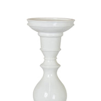 Naze Tabletop Candle Holder with Turned Accents, 23 Inch White Resin -BM324535