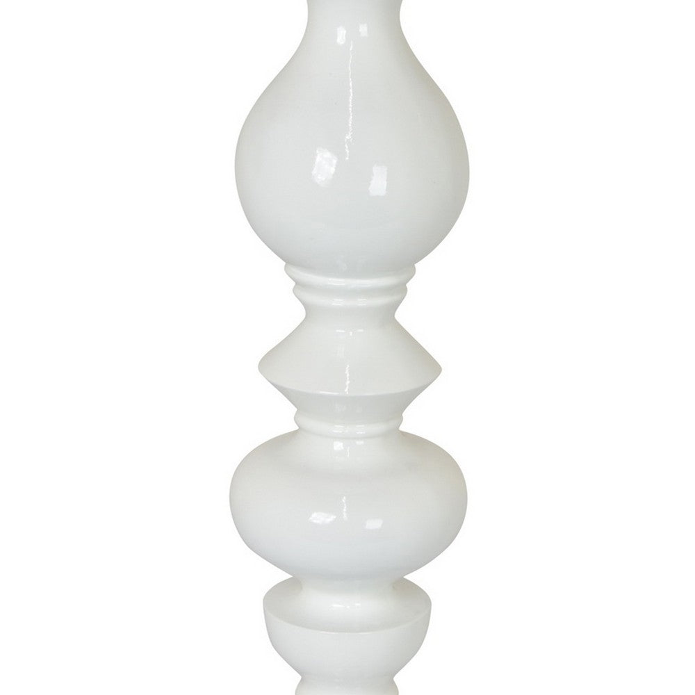 Naze Tabletop Candle Holder with Turned Accents, 23 Inch White Resin -BM324535