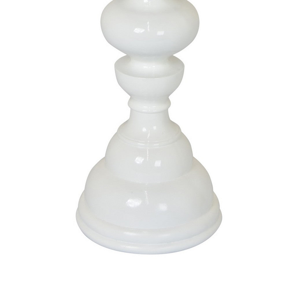Naze Tabletop Candle Holder with Turned Accents, 23 Inch White Resin -BM324535