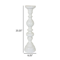 Naze Tabletop Candle Holder with Turned Accents, 23 Inch White Resin -BM324535