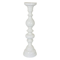 Naze Tabletop Candle Holder with Turned Accents, 23 Inch White Resin -BM324535