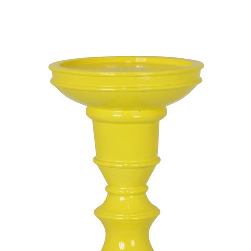 Naze Tabletop Candle Holder with Turned Accents, 23 Inch Yellow Resin -BM324536