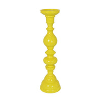 Naze Tabletop Candle Holder with Turned Accents, 23 Inch Yellow Resin -BM324536