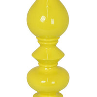 Naze Tabletop Candle Holder with Turned Accents, 23 Inch Yellow Resin -BM324536