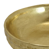 Round Tray with Hammered Accents, Vintage Details, 14 Inch Gold Resin -BM324544