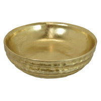 Round Tray with Hammered Accents, Vintage Details, 14 Inch Gold Resin -BM324544