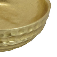 Round Tray with Hammered Accents, Vintage Details, 14 Inch Gold Resin -BM324544