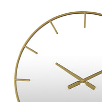 Round Wall Clock with Mirror Finished Face, 24 Inch Gold Metal Frame -BM324545
