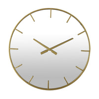 Round Wall Clock with Mirror Finished Face, 24 Inch Gold Metal Frame -BM324545