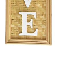 Love Wall Decor Sign, 10x28 Inch Brown Wood Background, White Woven -BM324549