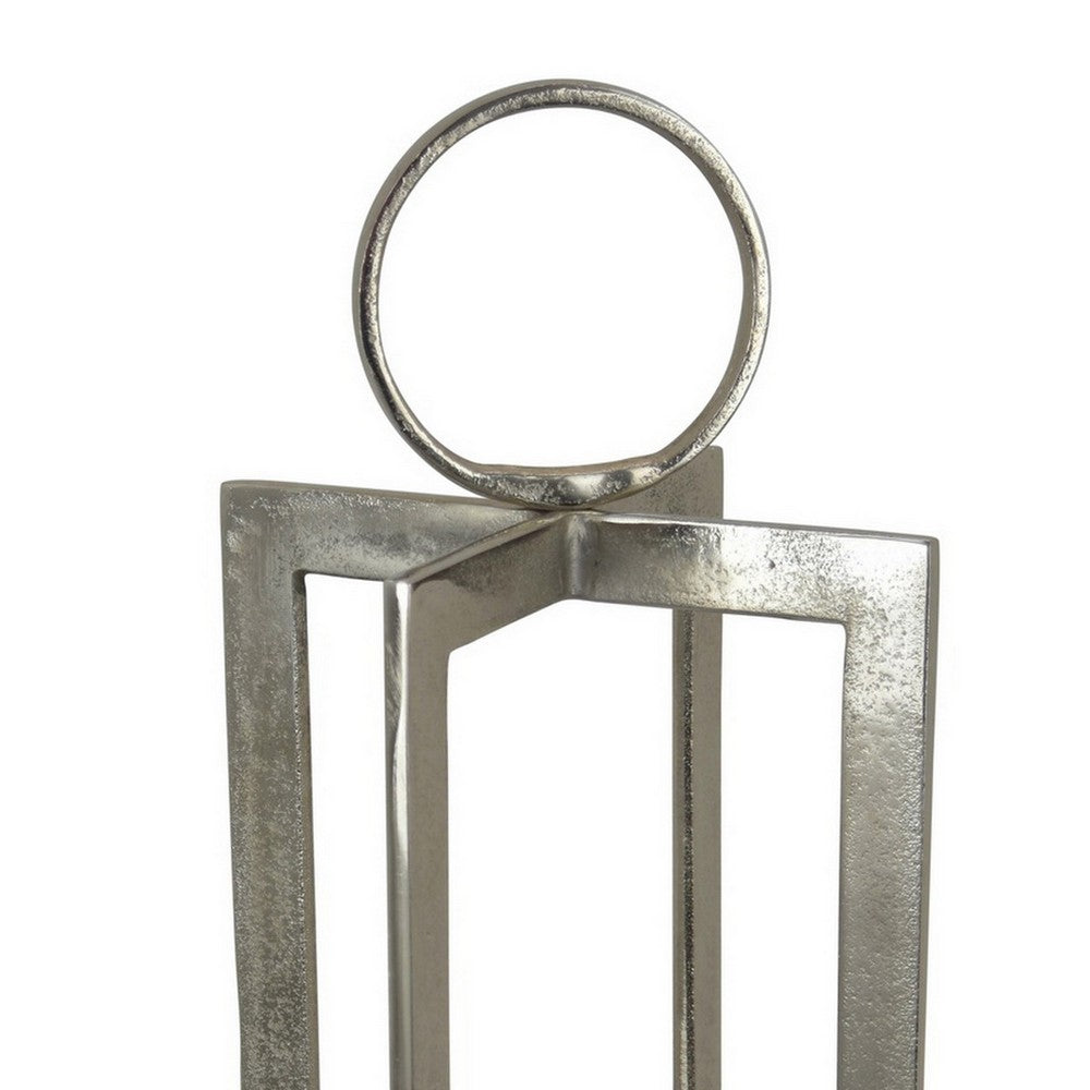 Siana 31 Inch Lantern Candle Holder, Classic Silver Finished Metal -BM324566