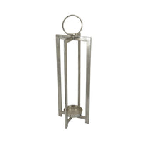 Siana Lantern Candle Holder, 27 Inch Tall, Silver Finished Metal Frame -BM324567
