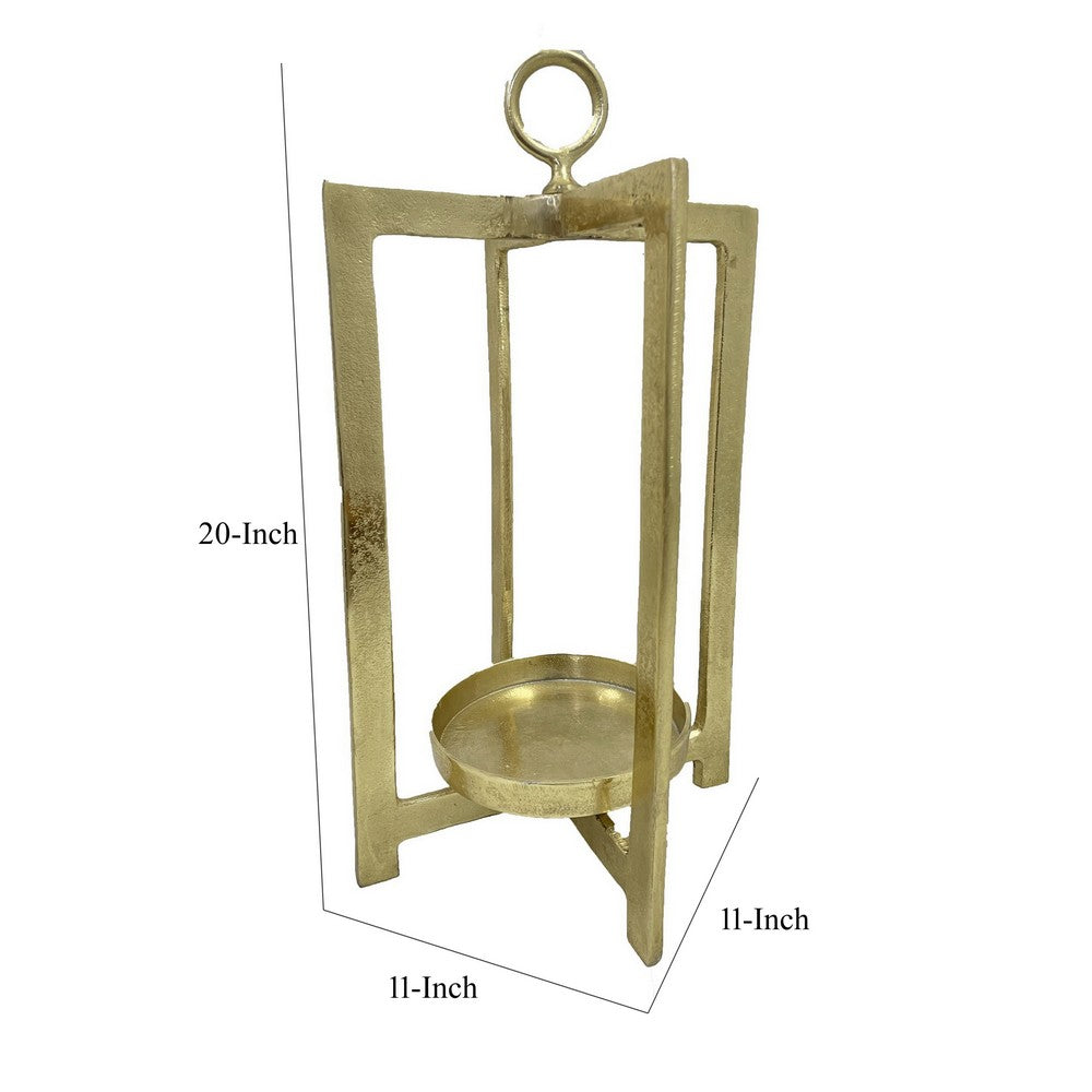 Siana Lantern Candle Holder, 20 Inch Classic Gold Finished Metal Frame -BM324568