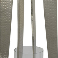 Brie Candle Holder Lantern, 27 Inch, Silver Metal Frame, Glass Shade -BM324636