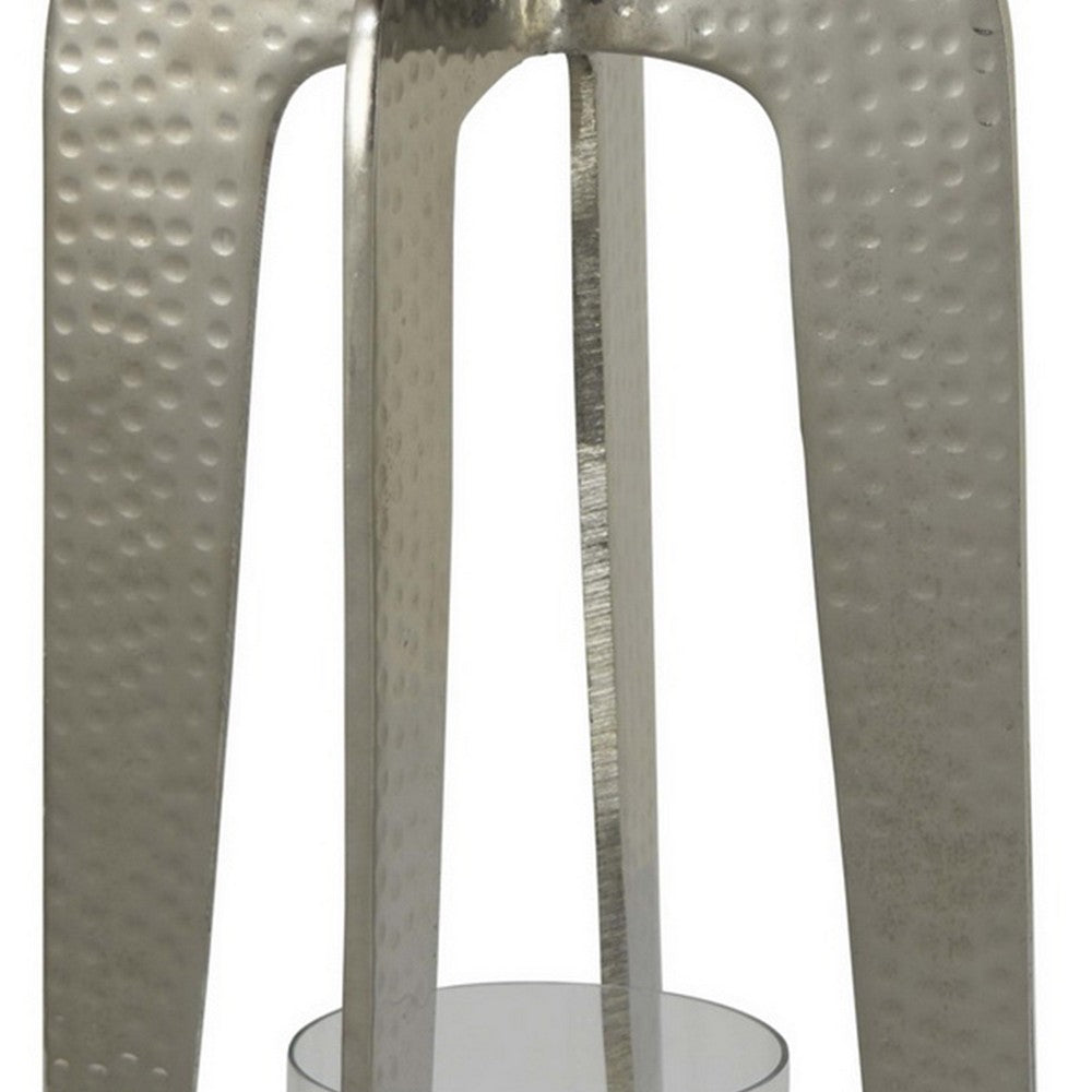 Brie Candle Holder Lantern, 23 Inch, Silver Metal Frame, Glass Shade -BM324637
